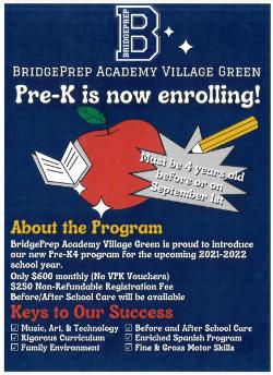 Pre-K Enrollment Information for BPA Village Green